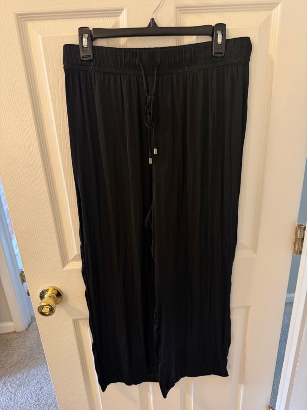 Black Wide-Leg Drawstring Pants